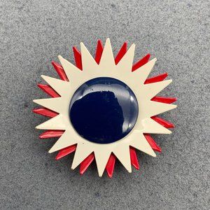 VTG Retro Pin Brooch As Is Red White Blue Flower Starburst Sun Patriotic